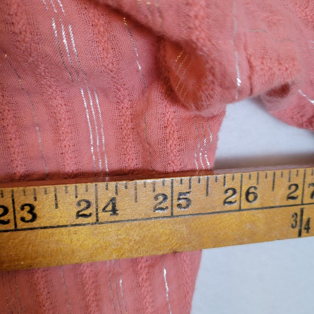Pilcro Womens Tavi Striped Silver Button Lightweight Blouse Size XL Pink Western - Picture 7 of 10